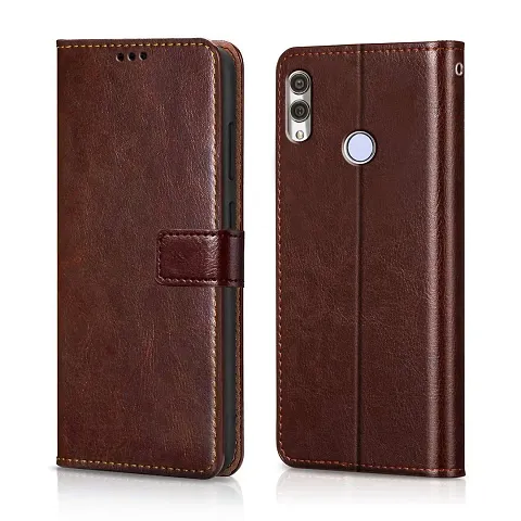 Cloudza Honor 10 Lite Flip Back Cover | PU Leather Flip Cover Wallet Case with TPU Silicone Case Back Cover for Honor 10 Lite Brown