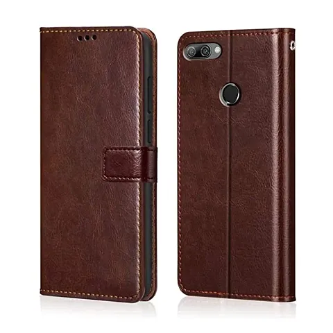 Cloudza Honor 9 Lite Flip Back Cover | PU Leather Flip Cover Wallet Case with TPU Silicone Case Back Cover for Honor 9 Lite Brown