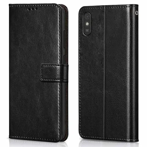 Cloudza Redmi 9a,9i Flip Back Cover | PU Leather Flip Cover Wallet Case with TPU Silicone Case Back Cover for Redmi 9a,9i Bk