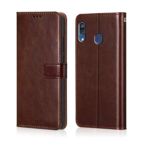 Cloudza Samsung Galaxy A20,A30,M10s Flip Back Cover | PU Leather Flip Cover Wallet Case with TPU Silicone Case Back Cover for Samsung Galaxy A20,A30,M10s Brown