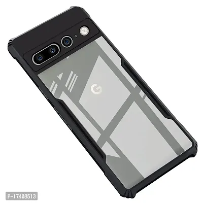 Rich Cell Shockproof Crystal Clear Eagle Back Cover With 360 Protection for Pixel 7 Pro - Black-thumb0