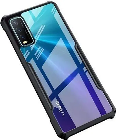 PrintYug Shockproof Crystal Clear Transparent Back Cover for Vivo Y20/Y20i | 360 Degree Protection | Protective Design (Blue)