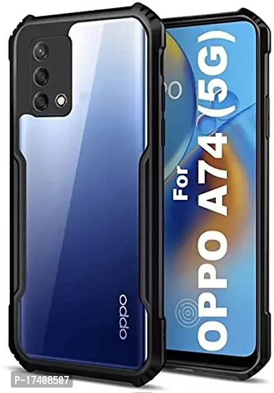 Rich Cell Shockproof Crystal Clear Eagle Back Cover With 360 Protection for Oppo A74 5G - Black