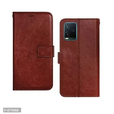 Cute Click Vintage Flip Back Cover for Vivo T1X - Brown