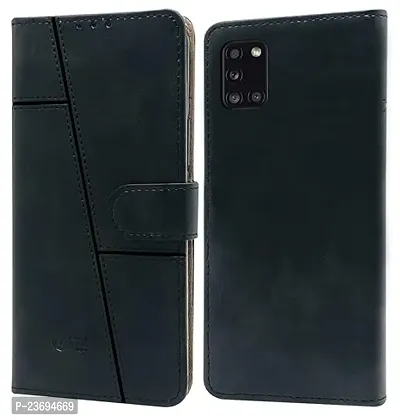 Rich Cell Shock Proof Vintage Flip Back Cover for Samsung Galaxy A31 - Black