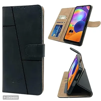 Rich Cell Shock Proof Vintage Flip Back Cover for Samsung Galaxy A31 - Black-thumb3