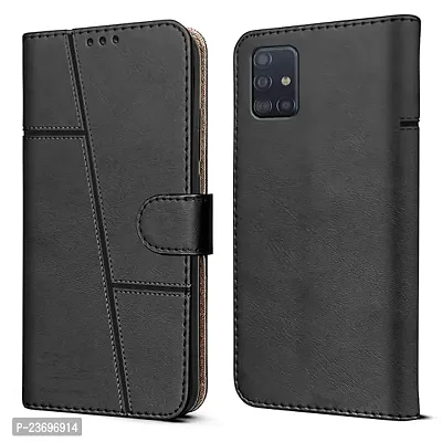 Rich Cell Shock Proof Vintage Flip Back Cover for Samsung Galaxy A51 - Black
