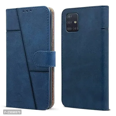 Rich Cell Shock Proof Vintage Flip Back Cover for Samsung Galaxy A51 - Blue