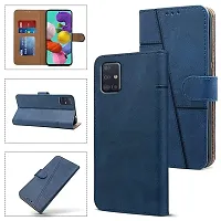 Rich Cell Shock Proof Vintage Flip Back Cover for Samsung Galaxy A51 - Blue-thumb2