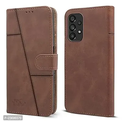 Rich Cell Shock Proof Vintage Flip Back Cover for Samsung Galaxy A53 5G - Brown
