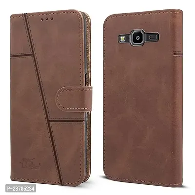 Rich Cell Shock Proof Vintage Flip Back Cover for Samsung Galaxy J7 Nxt - Brown-thumb0