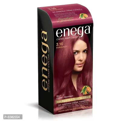 Enega nourishing no ammonia burgundy cream hair color with argon oil green tea extract 120ml