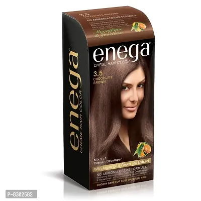 Enega nourishing no ammonia chocolate brown cream hair color with argon oil green tea extract 120ml