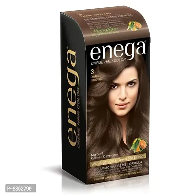 Enega nourishing no ammonia dark brown cream hair color with argon oil green tea extract 120ml-thumb0