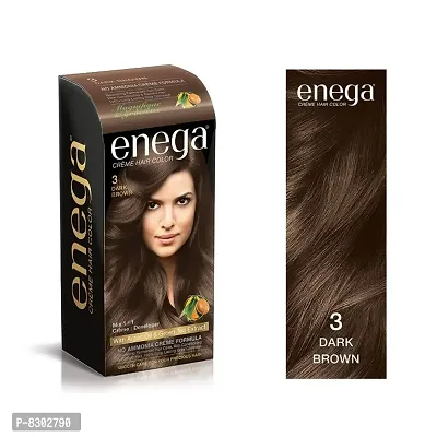 Enega nourishing no ammonia dark brown cream hair color with argon oil green tea extract 120ml-thumb2