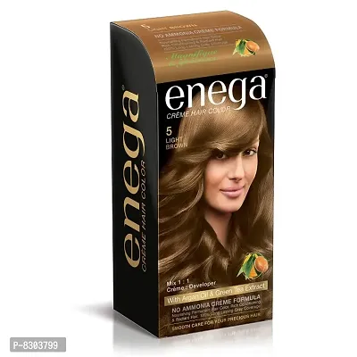 Enega nourishing no ammonia light brown cream hair color with argon oil green tea extract 120ml