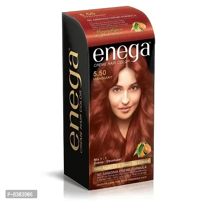 Enega nourishing no ammonia mahogany cream hair color with argon oil green tea extract 120ml-thumb0