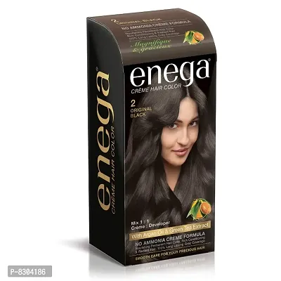 Enega nourishing no ammonia original black cream hair color with argon oil green tea extract 120ml-thumb0