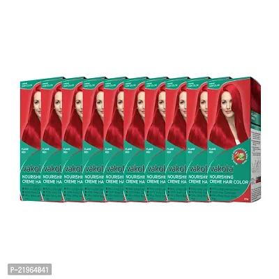 Vakola nourishing  Flame Red cream hair color with rich almond oil  aloe Vera extract - 100ml (Pack of 10)