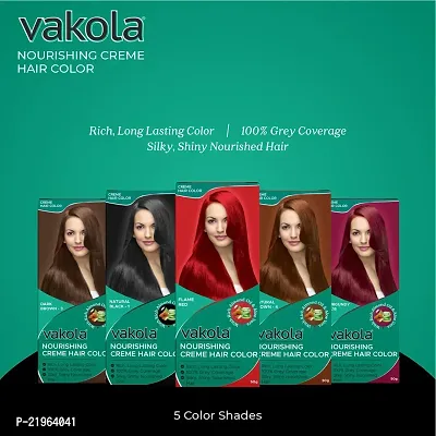 Vakola nourishing  Flame Red cream hair color with rich almond oil  aloe Vera extract - 100ml (Pack of 10)-thumb5