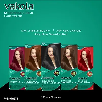 Vakola nourishing  Natural Black cream hair color with rich almond oil  aloe Vera extract - 100ml (Pack of 10)-thumb5