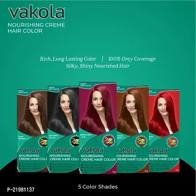 Vakola nourishing  Burgundy cream hair color with rich almond oil  aloe Vera extract - 100ml (Pack of 10)-thumb3