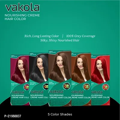 Vakola nourishing  Dark Brown cream hair color with rich almond oil  aloe Vera extract - 100ml (Pack of 10)-thumb5