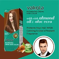 Vakola nourishing  Natural Brown cream hair color with rich almond oil  aloe Vera extract - 100ml (Pack of 10)-thumb2