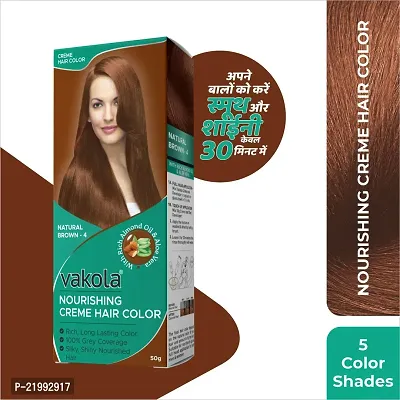 Vakola nourishing  Natural Brown cream hair color with rich almond oil  aloe Vera extract - 100ml (Pack of 10)-thumb5