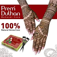 Prem Dulhan Mehendi Cone 12pcs of 25gm in 1 Box, 100% Pure Leaf of Natural Henna No Chemicals, No PPD, Green  Cone Black(Pack of 1)-thumb2