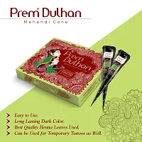 Prem Dulhan Mehendi Cone 12pcs of 25gm in 1 Box, 100% Pure Leaf of Natural Henna No Chemicals, No PPD, Green  Cone Black(Pack of 1)-thumb3