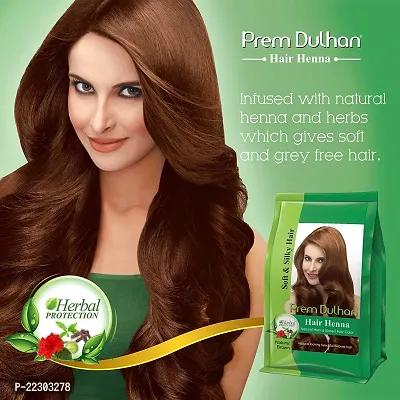 Prem Dulhan Hair Henna Natural Henna Based Hair Color |Natural Brown| -125gm (Pack of 5)-thumb2