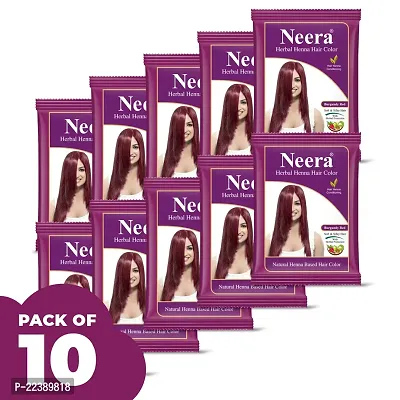 Neera Harbal No Ammonia Long Lasting Natural Henna Based Hair Color for Men And Women 15 GRM (Pack of 10) (Burgundy Red)