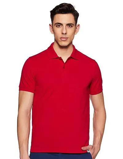 Caaspy Men's Polo Cotton Blend Regular Fit Half Sleeve T-Shirt