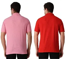 Pack of 2 Men Solid Polo Neck Cotton Blend Multicolor T-Shirt-thumb1