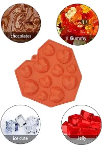 3D Silicone 11 Cavities Heart Shape Geometry Pinata and Round Bubble Chocolate Molds, Set of 2 Gummies, Ice , Jelly, Fondant Sugarpaste Cake Decoration Cupcakes Decorating Tool-thumb2