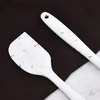 Premium Full Silicone Spatula Sprinkle White Colour Finish Food Serving Mixing Spatula Cake Leveling Scrapper - White-thumb4