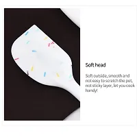 Premium Full Silicone Spatula Sprinkle White Colour Finish Food Serving Mixing Spatula Cake Leveling Scrapper - White-thumb3