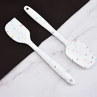 Premium Full Silicone Spatula Sprinkle White Colour Finish Food Serving Mixing Spatula Cake Leveling Scrapper - White-thumb1