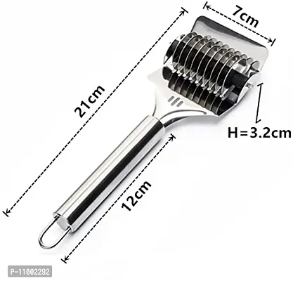 Marhaba traders Spaghetti Cutter, High Grade Stainless Steel Noodle Lattice Roller Docker Dough Cutter Pasta Spaghetti Maker for Kitchen Cooking Tools-thumb3