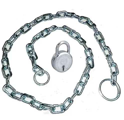 Heavy Metal Lock Chain 4 feet with 40mm Lock for Gate, Fence, Luggage, Cycle, Bike, and Other Multipurpose Uses - Silver