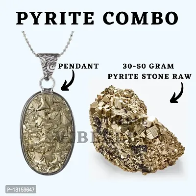 Combo of Original Pyrite Pendan / Locket and Natural Pyrite Raw/Rough Cluster 30-50 Gram for Wealth Finance Healing/Vastu/Gifts, Money, Wealth, Prosperity Attracts Business Luck Natural Pyrite Harness