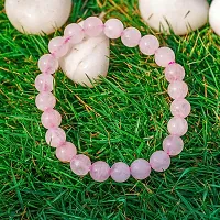 Combo Natural Rose Quartz Bracelet and Rose Quartz Tumble Pendant For Good Luck - Stretchable Crystal Bracelet - 8 MM Stone Beads Energised Reiki Healing Bracelet GIft For Him/her - for Healing and Me-thumb3