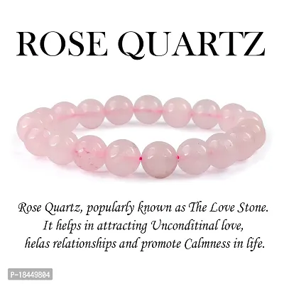 Combo Natural Rose Quartz Bracelet and Rose Quartz Tumble Pendant For Good Luck - Stretchable Crystal Bracelet - 8 MM Stone Beads Energised Reiki Healing Bracelet GIft For Him/her - for Healing and Me-thumb5