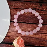 Combo Natural Rose Quartz Bracelet and Rose Quartz Tumble Pendant For Good Luck - Stretchable Crystal Bracelet - 8 MM Stone Beads Energised Reiki Healing Bracelet GIft For Him/her - for Healing and Me-thumb1