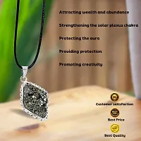 DVISHA Combo of Pyrite Pendant and Adjustable Size Ring - Certified - Original Pyrite Cluster Rock Reiki Crystal Locket for Increased Will power  Attract Money - Manifestation Gemstone jewellery Set-thumb1