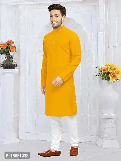 Solid Plain Kurta Set (38, Mango)-thumb2