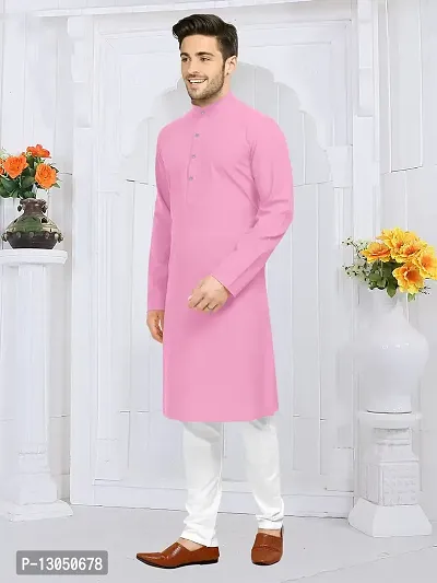 MODISH Solid Plain Kurta Set (42, Light Pink)-thumb2