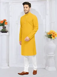 MODISH Solid Plain Kurta Set (38, Yellow)-thumb1