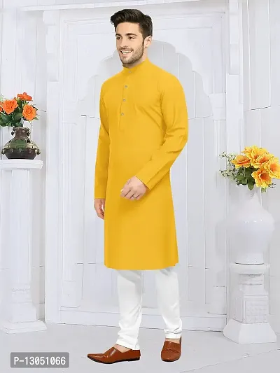 MODISH Solid Plain Kurta Set (38, Yellow)-thumb2